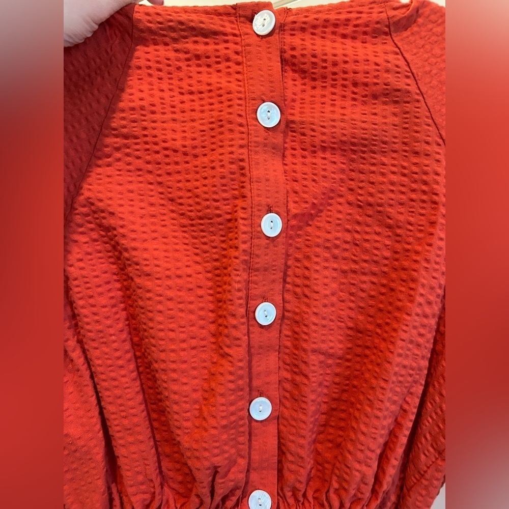 Madewell Seersucker Puff Sleeve Cutout Mini Dress Size XXS - Picture 3 of 6